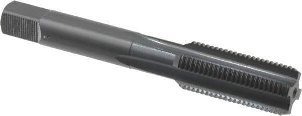 OSG - 9/16-18 UNF 4 Flute Nitride/Oxide Finish High Speed Steel Straight Flute Standard Hand Tap - Bottoming, Right Hand Thread, 3-19/32" OAL, 1-21/32" Thread Length, H5 Limit, Oversize - Exact Industrial Supply