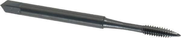 OSG - #4-40 UNC, 2 Flute, Oxide Finish, High Speed Steel Spiral Point Tap - Plug Chamfer, Right Hand Thread, 1-7/8" OAL, 9/16" Thread Length, 0.141" Shank Diam, Series 105 - Exact Industrial Supply