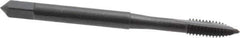 OSG - #8-32 UNC, 2 Flute, Oxide Finish, High Speed Steel Spiral Point Tap - Plug Chamfer, Right Hand Thread, 2-1/8" OAL, 3/4" Thread Length, 0.168" Shank Diam, 3B Class of Fit, Series 105 - Exact Industrial Supply