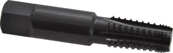 OSG - 1/8-27 NPT, 5 Flutes, Oxide Finish, High Speed Steel, Interrupted Thread Pipe Tap - 7/16 Inch Shank Diameter, 7/16 Inch Shank Diameter, 3/4 Inch Thread Length, 0.32 Inch Square Size, Regular Hook, Modified Bottoming Chamfer - Exact Industrial Supply