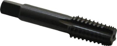 OSG - 1/8-27 NPT, 5 Flutes, Oxide Finish, High Speed Steel, Interrupted Thread Pipe Tap - 5/16 Inch Shank Diameter, 5/16 Inch Shank Diameter, 3/4 Inch Thread Length, 0.32 Inch Square Size, Regular Hook, Modified Bottoming Chamfer - USA Tool & Supply