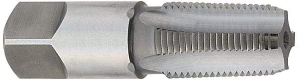 OSG - 1/16-27 NPTF Thread, 4 Flute Standard Pipe Tap - 2-1/8" OAL, 11/16" Thread Length, 5/16" Shank Diam, Oxide Finish, High Speed Steel - Exact Industrial Supply