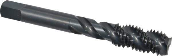 OSG - M12x1.75 Metric Coarse 3 Flute 6H Bottoming Spiral Flute Tap - High Speed Steel, Oxide Finish, 3-3/8" OAL, Right Hand Flute, Right Hand Thread, D6, Series 142 - USA Tool & Supply