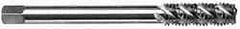 OSG - #8-32 UNC 3 Flute H3 Bright Finish High Speed Steel Spiral Flute Extension Tap - Plug Chamfer, 6" OAL, 2B Class of Fit - USA Tool & Supply