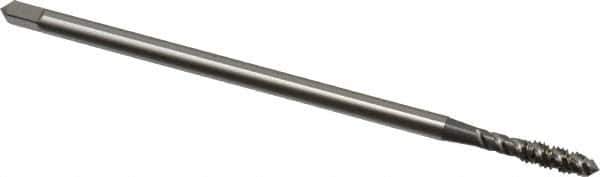 OSG - #8-32 UNC 3 Flute H3 Bright Finish High Speed Steel Spiral Flute Extension Tap - Plug Chamfer, 4" OAL, 2B Class of Fit - Exact Industrial Supply
