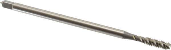 OSG - #10-24 UNC 3 Flute H3 Bright Finish High Speed Steel Spiral Flute Extension Tap - Bottoming Chamfer, 4" OAL, 2B/3B Class of Fit - Exact Industrial Supply