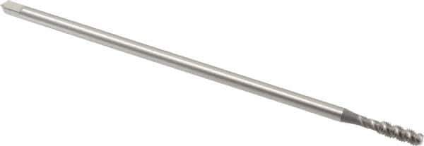 OSG - #10-32 UNF 3 Flute H3 Bright Finish High Speed Steel Spiral Flute Extension Tap - Bottoming Chamfer, 6" OAL, 2B/3B Class of Fit - Exact Industrial Supply
