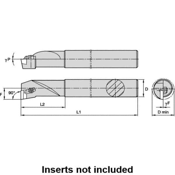 Kennametal - 6mm Min Bore Diam, 60mm OAL, 6mm Shank Diam, S-CBFP Indexable Boring Bar - 16mm Max Bore Depth, BP.. Insert, Clamp Holding Method - USA Tool & Supply