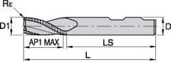 Kennametal - 6mm Diam, 13mm LOC, 3 Flute Solid Carbide 0.25mm Corner Radius Roughing End Mill - Uncoated, 57mm OAL, 6mm Shank Diam, Single End, Centercutting, 30° Helix - USA Tool & Supply
