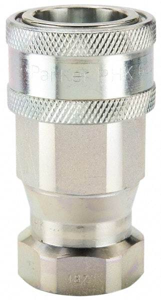 Parker - 1-1/16-12 SAE Steel Hydraulic Hose O-Ring Boss Coupler & Female Fitting - 4,000 psi - USA Tool & Supply