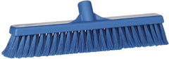 Vikan - 16" Fine Particle Synthetic Push Broom - 2" Bristle Length, Plastic Block, European Threaded Handle Connection - USA Tool & Supply