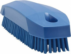 Vikan - 0.7" Bristle Length, Polyester Scrub Brush - 1-1/2" Wide Head, 4-1/2" OAL, Blue, Polypropylene Block - USA Tool & Supply