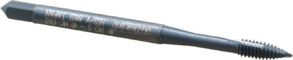 OSG - #5-40 UNC, 2 Flute, Oxide Finish, Vanadium High Speed Steel Spiral Point Tap - Plug Chamfer, Right Hand Thread, 1-15/16" OAL, 5/8" Thread Length, 0.141" Shank Diam, 2B/3B Class of Fit, Series 300 - Exact Industrial Supply