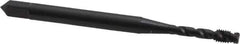 OSG - 7/16-20 UNF, 3 Flute, 45° Helix, Bottoming Chamfer, Oxide Finish, Vanadium High Speed Steel Spiral Flute STI Tap - Right Hand Flute, 3-5/32" OAL, 0.323" Shank Diam, 1-7/16" Thread Length, Series 302 - Exact Industrial Supply