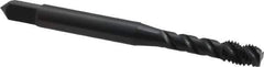 OSG - #8-32 UNC, 3 Flute, 45° Helix, Modified Bottoming Chamfer, Oxide Finish, Vanadium High Speed Steel Spiral Flute STI Tap - Right Hand Flute, 2-1/8" OAL, 0.168" Shank Diam, 3/4" Thread Length, Series 302 - Exact Industrial Supply