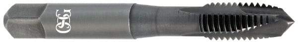 OSG - 1/4-28 UNF, 3 Flute, Oxide Finish, Powdered Metal Spiral Point Tap - Plug Chamfer, Right Hand Thread, 2-1/2" OAL, 1" Thread Length, 0.255" Shank Diam, Series 312 - Exact Industrial Supply
