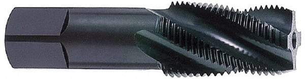 OSG - 1/4-18 NPTF Thread, 4 Flute Standard Pipe Tap - 2-7/16" OAL, 1-1/16" Thread Length, 9/16" Shank Diam, TiN Finish, Vanadium High Speed Steel - Exact Industrial Supply