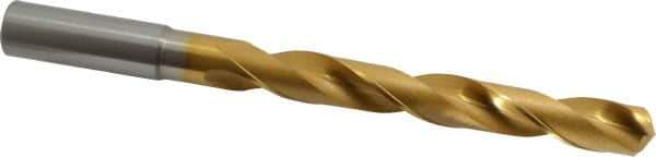 OSG - 11/16" 130° Cobalt Jobber Drill - TiN Finish, Right Hand Cut, Spiral Flute, Straight Shank, 8-9/32" OAL, Standard Point - USA Tool & Supply
