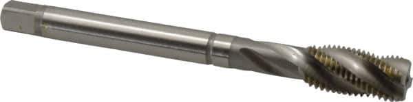 Guhring - 7/16-20 UNF 4 Flute 2BX Modified Bottoming Spiral Flute Tap - Powdered Metal, TiCN Finish, 100mm OAL, Right Hand Flute, Right Hand Thread, Series 2914 - USA Tool & Supply
