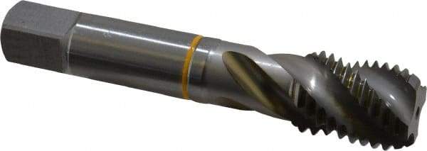 Guhring - 1-8 UNC 4 Flute 2B Modified Bottoming Spiral Flute Tap - Cobalt, Bright Finish, 5-1/8" OAL, Right Hand Flute, Right Hand Thread, Series 3904 - USA Tool & Supply