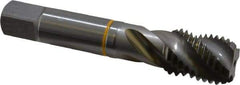 Guhring - 1-8 UNC 4 Flute 2B Modified Bottoming Spiral Flute Tap - Cobalt, Bright Finish, 5-1/8" OAL, Right Hand Flute, Right Hand Thread, Series 3904 - USA Tool & Supply