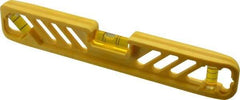 Empire Level - Magnetic 9" Long 3 Vial Torpedo Level - Polycast, Yellow, 1 45°, 1 Level & 1 Plumb Vials - USA Tool & Supply