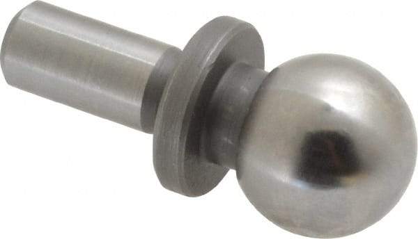 Gibraltar - 1/2" Ball Diam, 1/4" Shank Diam, Steel Inspection Tooling Ball - Press-Fit Shank, 15/16" Ball Center to Shank Bottom, 0.4" Ball Center to Shoulder Bottom, with Shoulder - USA Tool & Supply