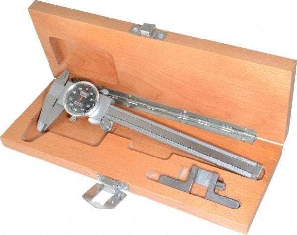 Fowler - 0" to 6" Range, 0.001" Graduation, 0.1" per Revolution, Dial Caliper - Black Face, 1.54" Jaw Length - USA Tool & Supply