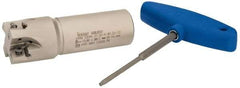 Iscar - 1-1/2" Cut Diam, 0.472" Max Depth of Cut, 1-1/4" Shank Diam, 4-1/4" OAL, Indexable Square Shoulder Helical End Mill - H490 AN.X 12 Inserts, Weldon Shank, 90° Lead Angle, Through Coolant, Series Helido - USA Tool & Supply