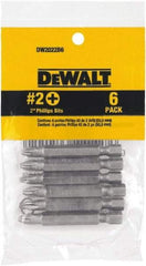 DeWALT - #2 Phillips Screwdriver Bit - 1/4" Drive, 2" OAL - USA Tool & Supply