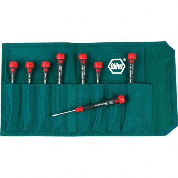 Wiha - 8 Piece Slotted & Phillips Screwdriver Set - Comes in Canvas Pouch - USA Tool & Supply