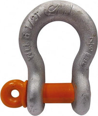 CM - 1" Nominal Chain Size, 8.5 Ton Carbon Steel Screw Anchor Shackle - 1-15/64" Diam, 1-1/4" Pin Diam, 1-11/16" Wide Inside Jaw, 2-9/32" Inside Width - USA Tool & Supply