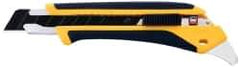 Olfa - Snap Utility Knife - 3.94" High Carbon Tool Steel Blade, Yellow & Black Elastomer & Fiber Reinforced Polymer Handle, 1 Blade Included - USA Tool & Supply