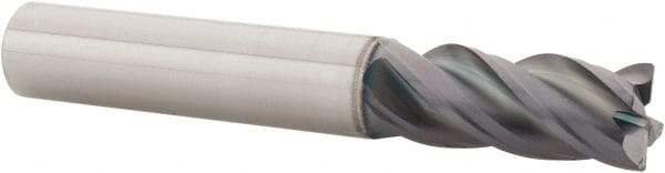 SGS - 3/8", 4 Flute, Single End, Solid Carbide, 0.015" Corner Radius End Mill - 2-1/2" OAL, Right Hand Flute, 7/8" LOC, Right Hand Cut - USA Tool & Supply