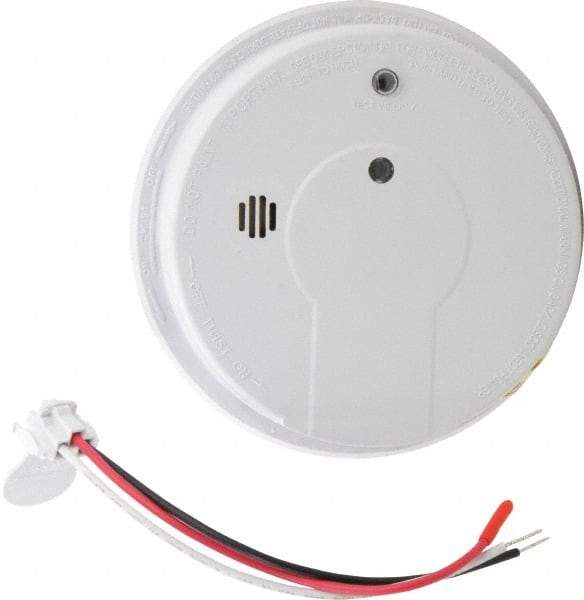 Kidde - 5.6 Inch Diameter, AC Wire In 120 Volt Smoke Alarm - 85 dB Decibel Rating, 9V Battery Included, Wall or Indicating Light, Tamper Resistant, Interconnectable - USA Tool & Supply