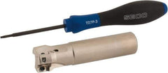 Seco - 7/8" Cut Diam, 0.354" Max Depth of Cut, 3/4" Shank Diam, 3.39" OAL, Indexable Square Shoulder End Mill - XO.X 10T3.. Inserts, Cylindrical Shank, 90° Lead Angle, Through Coolant, Series Turbo 10 - USA Tool & Supply