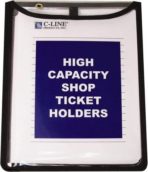 C-LINE - 15 Piece Clear High Capacity with Gussett Stitched Shop Ticket Holder - 12" High x 9" Wide - USA Tool & Supply