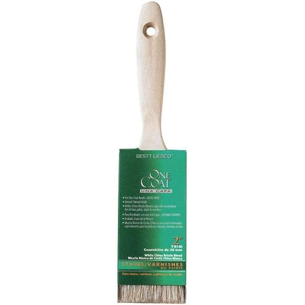 Krylon - 9/16" Flat White China Bristle Trim Brush - 2" Bristle Length, 2-3/4" Wood Beavertail Handle - USA Tool & Supply