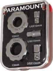 Paramount - 5 Piece, 10mm to 13mm, Finger Ratcheting Wrench Set - Metric Measurement Standard, Full Polish Finish, Comes in Plastic Box - USA Tool & Supply