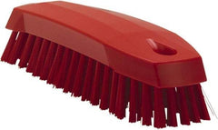 Vikan - 1" Bristle Length, Polyester Scrub Brush - 6-1/4" Long x 7" Wide Head, 7" OAL, Red, Polypropylene Block - USA Tool & Supply