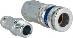 Dynabrade - 2 Piece 3/8" Body 3/8 NPT 150 psi Brass/Steel Industrial Pneumatic Coupling Plug Set - USA Tool & Supply