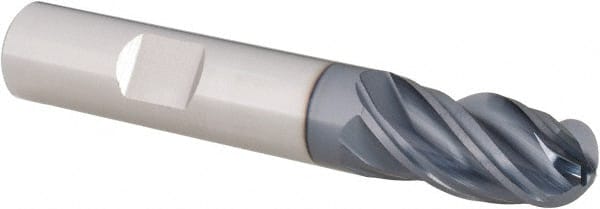 SGS - 1/2" Diam, 1" LOC, 4 Flute Solid Carbide Ball End Mill - USA Tool & Supply