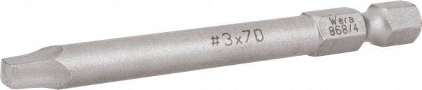 Wera - #3" Square Size Square Recess Bit - 1/4" Hex Drive, 2-3/4" OAL - USA Tool & Supply