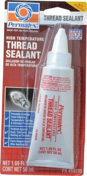 Permatex - 50 mL Tube, White, Paste High Strength Threadlocker - Series 592 - USA Tool & Supply