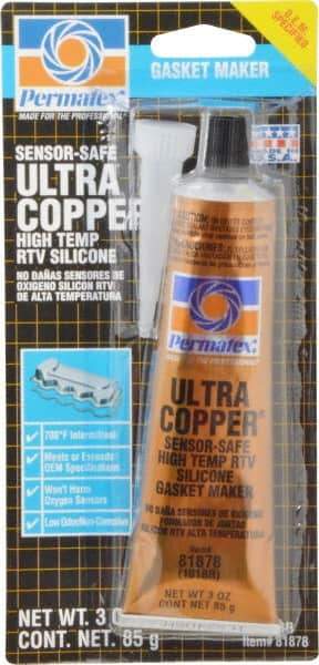 Permatex - 3 oz Gasket Maker - -65 to 700°F, Copper, Comes in Tube - USA Tool & Supply