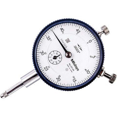 Mitutoyo - 1/2" Range, 0-50 Dial Reading, 0.0005" Graduation Dial Drop Indicator - 57mm Dial, 0.05" Range per Revolution, 0.0005" Accuracy, Revolution Counter - USA Tool & Supply