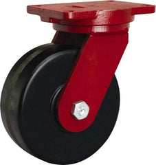 Hamilton - 8" Diam x 3" Wide x 10-1/2" OAH Top Plate Mount Swivel Caster - Phenolic, 3,000 Lb Capacity, Tapered Roller Bearing, 6-1/8 x 7-1/2" Plate - USA Tool & Supply