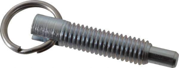 Gibraltar - 3/8-16, 1.2" Thread Length, 0.233" Plunger Diam, 3/8" Plunger Projection, 2 Lb Init to 4 Lb Final End Force, Steel Locking Pull Ring Plunger - 1.2" Len Under Head, 1.68" Body Len, 0.98" Ring Diam, 1.68" Plunger Len, 0.48" Head Height - USA Tool & Supply