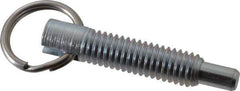 Gibraltar - 3/8-16, 1.2" Thread Length, 0.233" Plunger Diam, 3/8" Plunger Projection, 2 Lb Init to 4 Lb Final End Force, Steel Locking Pull Ring Plunger - 1.2" Len Under Head, 1.68" Body Len, 0.98" Ring Diam, 1.68" Plunger Len, 0.48" Head Height - USA Tool & Supply