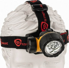 Streamlight - White LED Bulb, 120 Lumens, Hands-free Flashlight - Black, Yellow Plastic Body, 3 AAA Alkaline Batteries Included - USA Tool & Supply